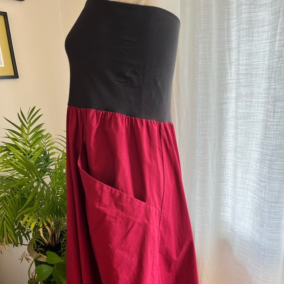 Berlin boutique skirt or pull up dress in red with patchwork accents - Picture 2 of 16